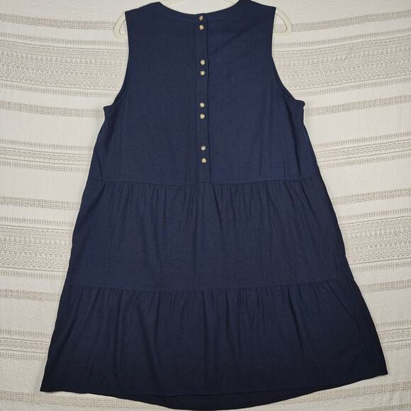 Vero Moda Navy Sleeveless Tiered Shift Dress Size 16 NEW - Picture 2 of 8